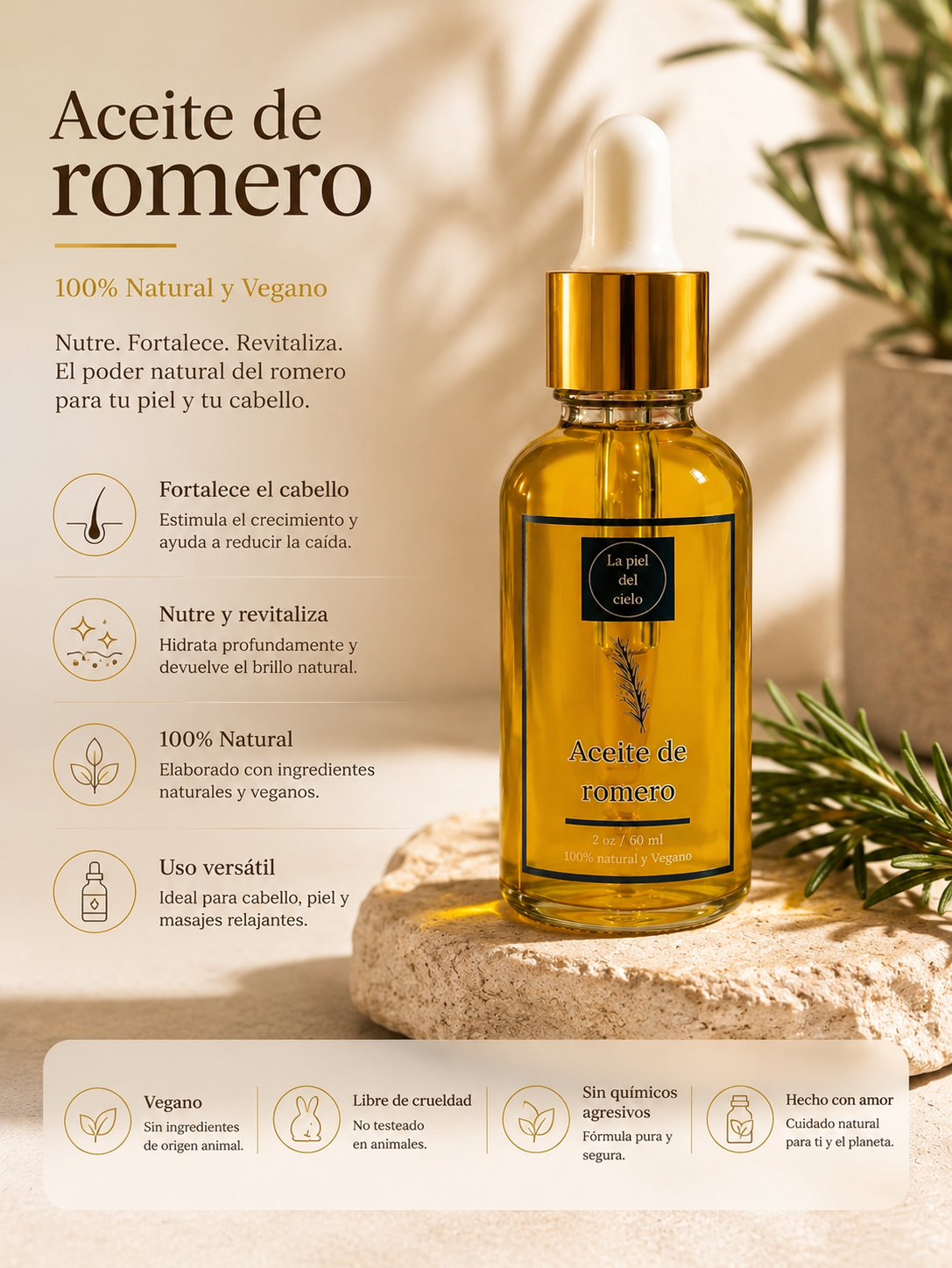 Aceite de Romero para el Cabello — 100% Natural y Vegano