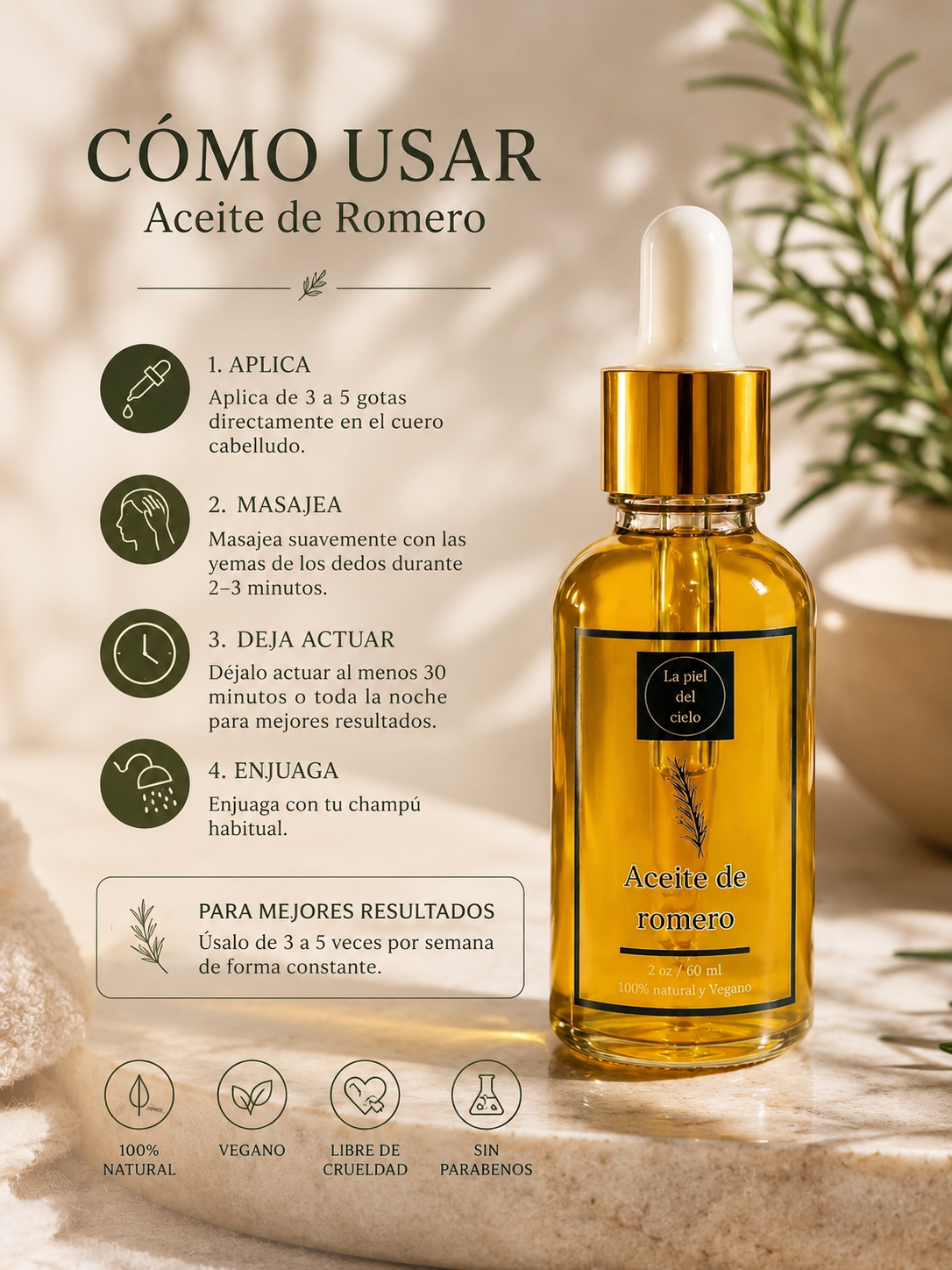 Aceite de Romero para el Cabello — 100% Natural y Vegano