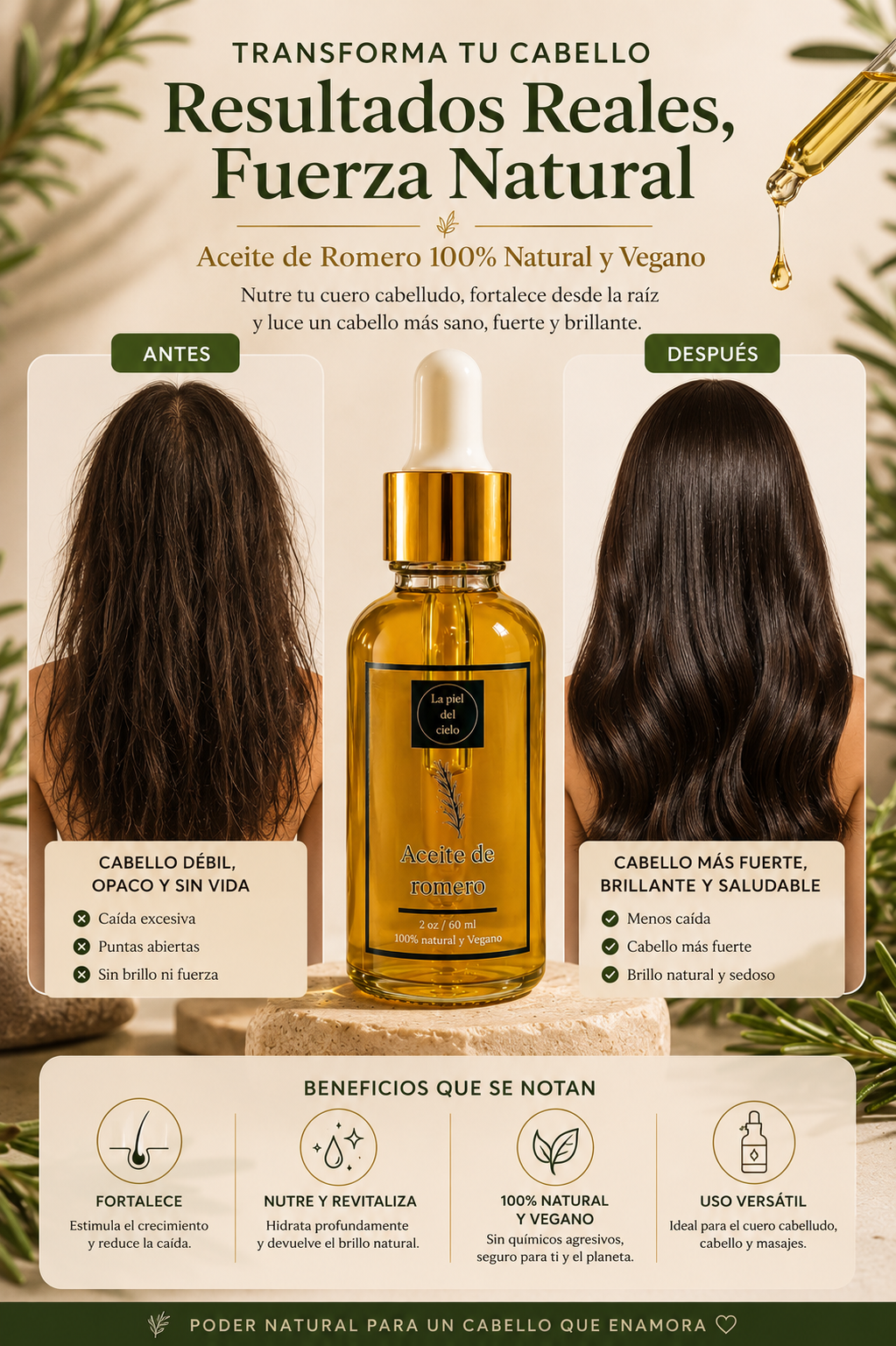 Aceite de Romero para el Cabello — 100% Natural y Vegano